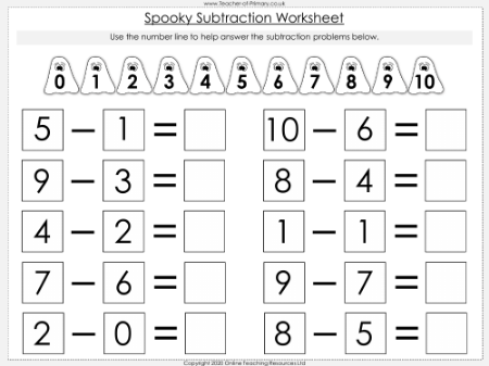 Spooky Subtraction - Worksheet