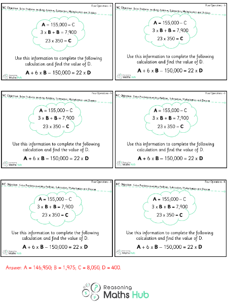 Solve Problems Involving Addition, Subtraction, Multiplication and Division - Reasoning