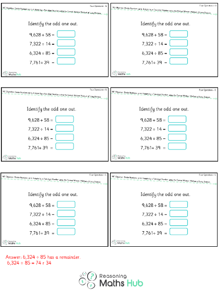 Divide Numbers up to 4 Digits by a Two-Digit Whole Number Using the Formal Written Method of Long Division 2 - Reasoning