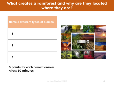 Name three different types of biomes