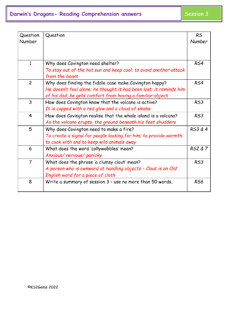 5. Reading Comprehension answers