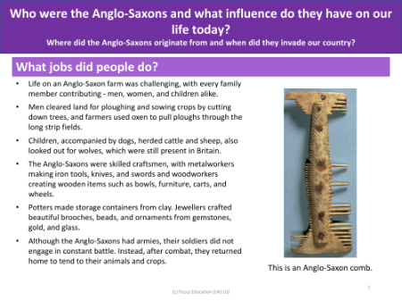 What jobs did people do? - Anglo-Saxons - Year 5