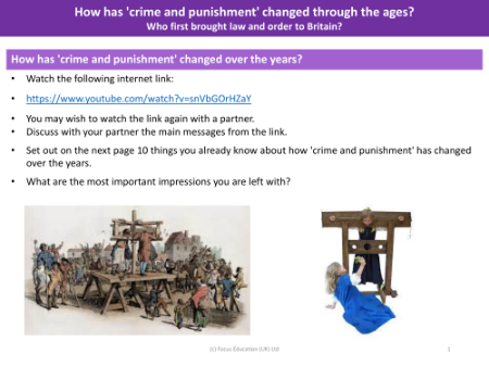 10 Things you already know about how 'Crime and Punishment' has changed over the years? - Worksheet - Year 5