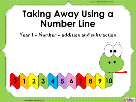 Taking Away Using a Number Line - PowerPoint