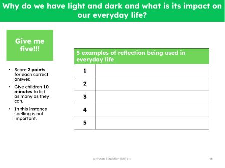 Give me 5 - Examples of reflections being used