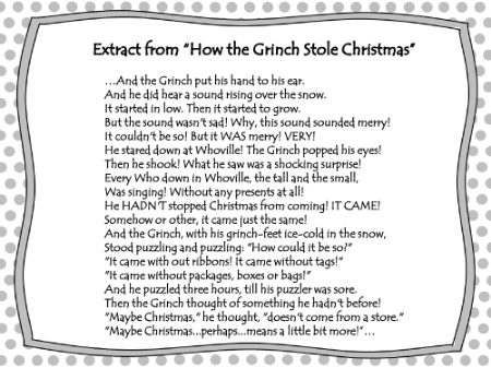 Christmas Poetry Unit - Lesson 4 - How the Grinch Stole Christmas Worksheet
