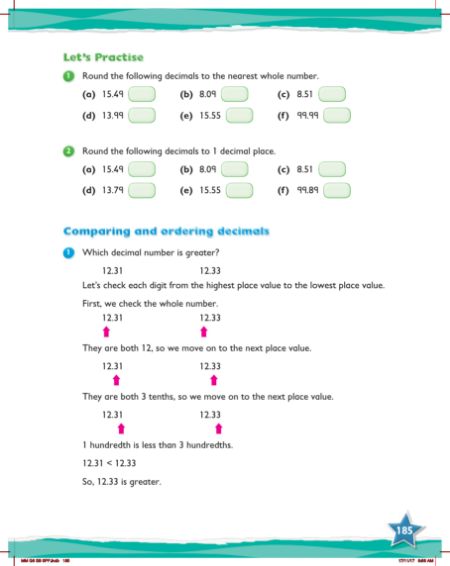 Max Maths, Year 6, Practice, Review of rounding numbers and ordering decimals (1)
