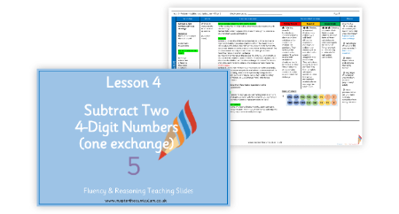 Subtract two 4-digit numbers (one exchange)
