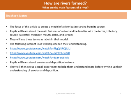 What are the main features of a river? - Teacher notes