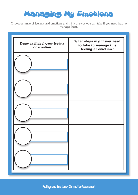 Managing My Emotions - Summative Assessment