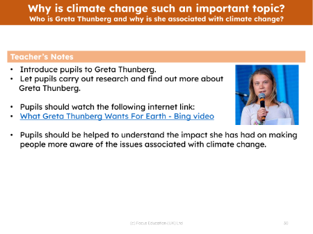 Who is Greta Thunberg and why is she associated with climate change? - teacher's notes
