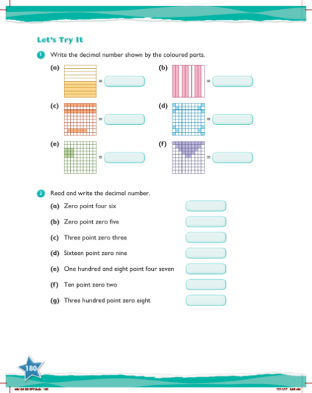 Try it, Review of place value in 1- and 2- place decimal numbers
