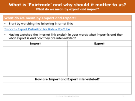 Export and Import - Worksheet