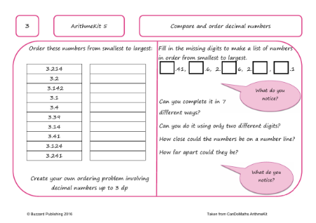 Compare and order decimal numbers