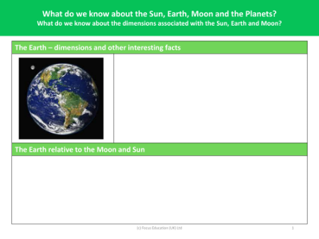The Earth fact file - Worksheet