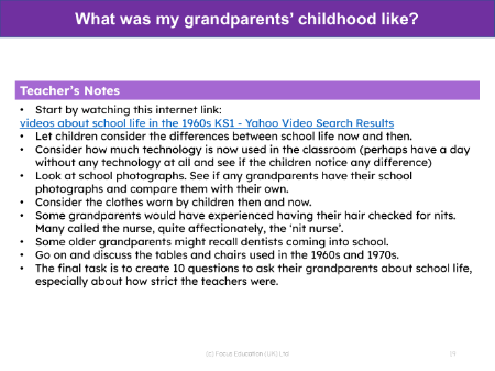 How different were our grandparents' school days? - Teacher notes