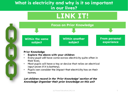 Link it! Prior knowledge - Electricity - 3rd Grade
