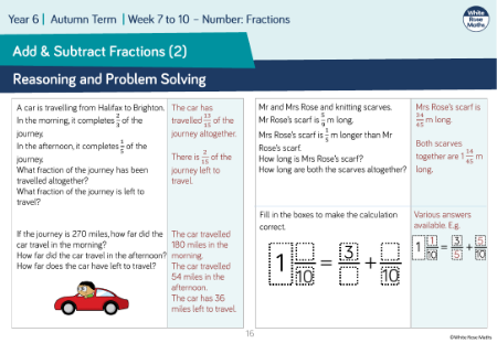 Add and subtract fractions (2): Reasoning and Problem Solving