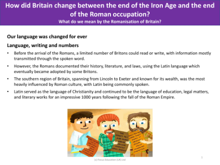 How the Romans changed language - Info sheet