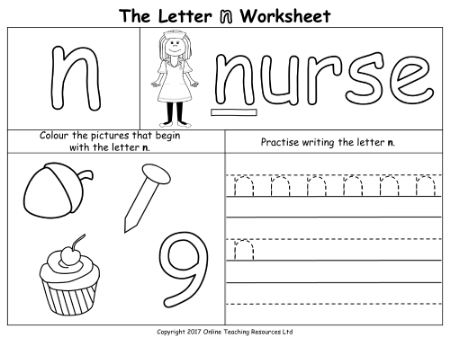 The Letter N - Worksheet