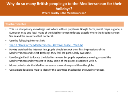 Where exactly is the Mediterranean? - Teacher notes