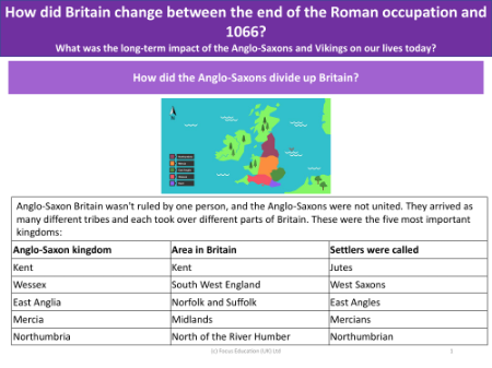 How did the Anglo-Saxons divide up Britain? - Info sheet