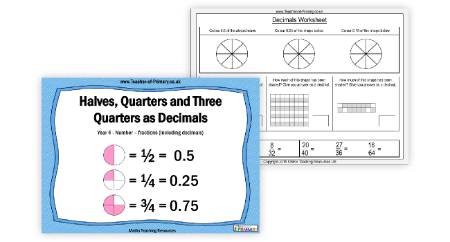 Halves, Quarters and Three Quarters as Decimals