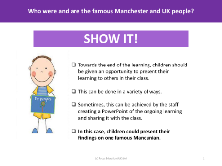 Show it! Group presentation - Famous People from Manchester - Year 1
