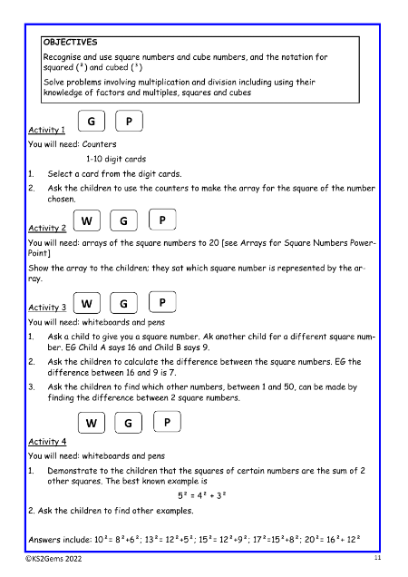 Square and cube numbers worksheet