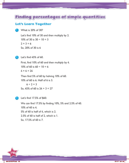 Learn together, Finding percentages of simple quantities