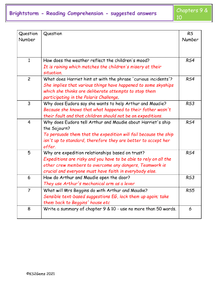 6. Reading Comprehension suggested answers