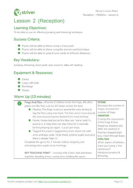 Athletics - Lesson 2