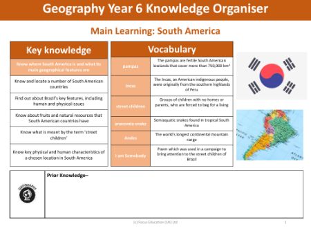 Knowledge organiser - South America - Year 5