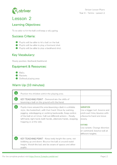 Tennis - Lesson 2