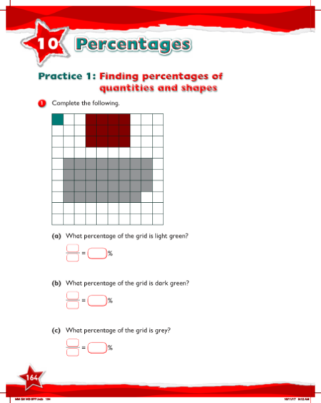 Max Maths, Year 6, Work Book, Finding percentages of quantities and shapes (1)