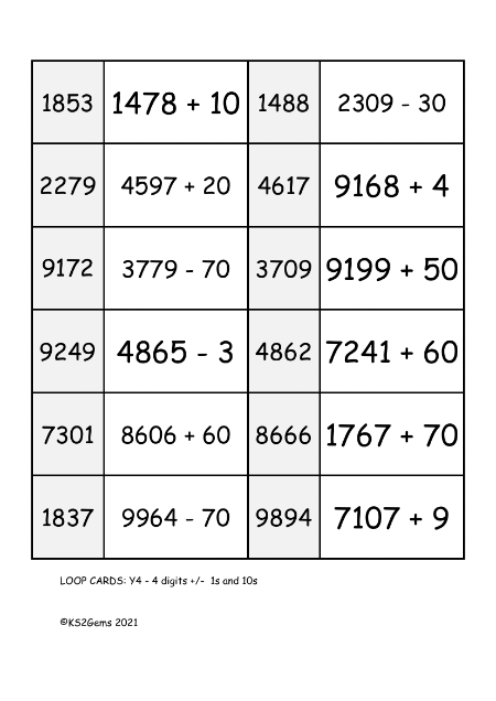 Adding and Subtracting 1s and 10s