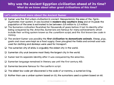 The Ancient Sumer - Info sheet