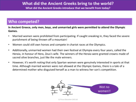 Who competed in Ancient Greek Olympics? - Info sheet