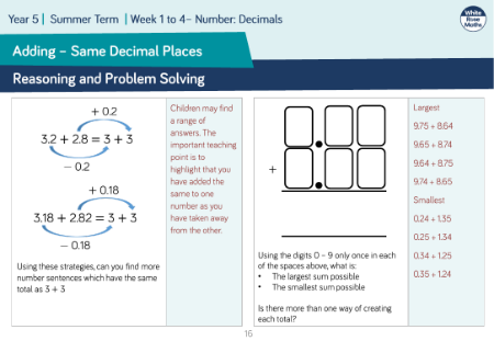 Adding - Same Decimal Places: Reasoning and Problem Solving