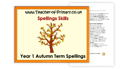 Kindergarten Autumn Term Spellings