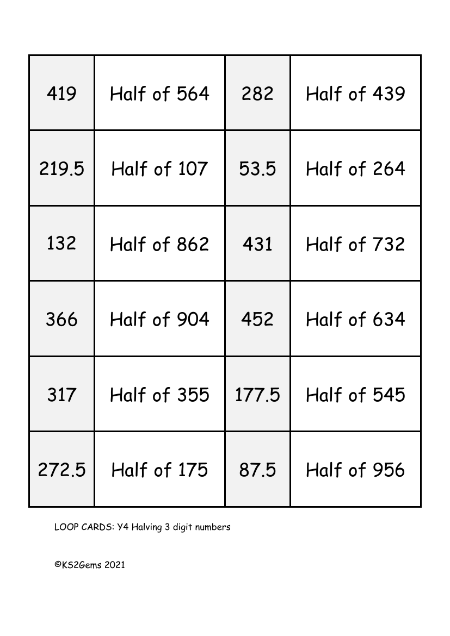 Halving 3 digit numbers