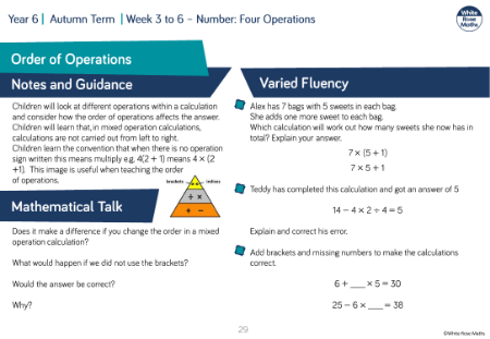Order of operations: Varied Fluency