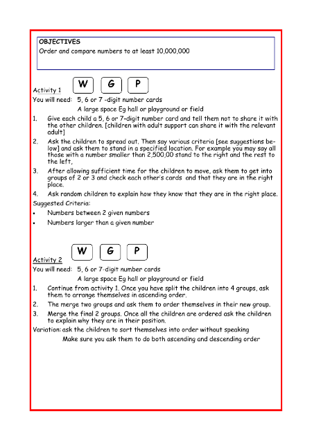 Comparing numbers to 10,000,000 worksheet