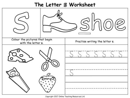 The Letter S - Worksheet
