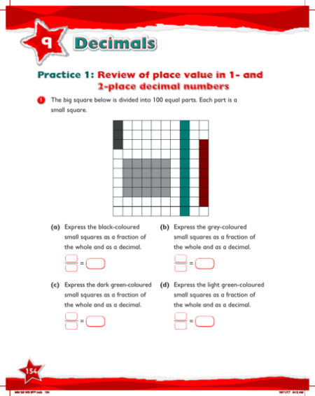 Work Book, Review of place value in 1- and 2- place decimal numbers