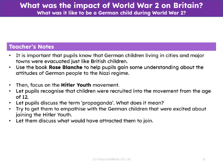 What was it like to be a German child during World War 2? - Teacher notes