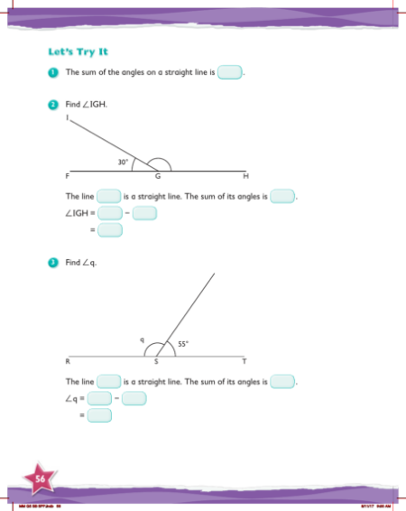 Max Maths, Year 5, Try it, Angles on a straight line