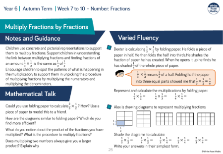 Multiply fractions by fractions: Varied Fluency