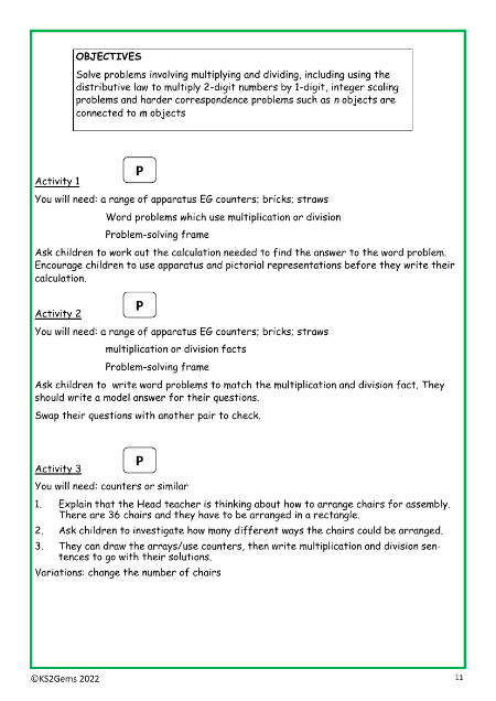 Solving problems involving multiplying and dividing worksheet