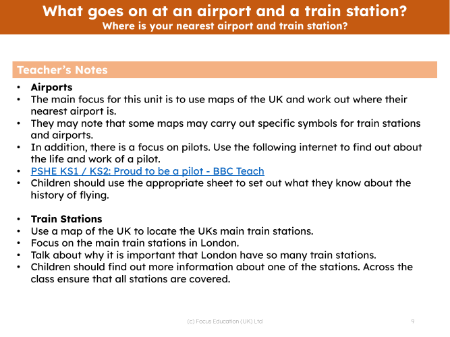 Where is your nearest airport and train station? - Teacher notes